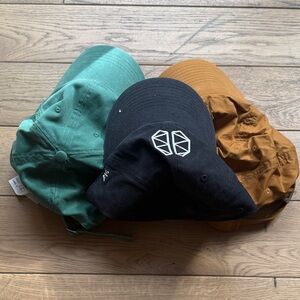 Trio of Green, Black, and Brown Dad Caps